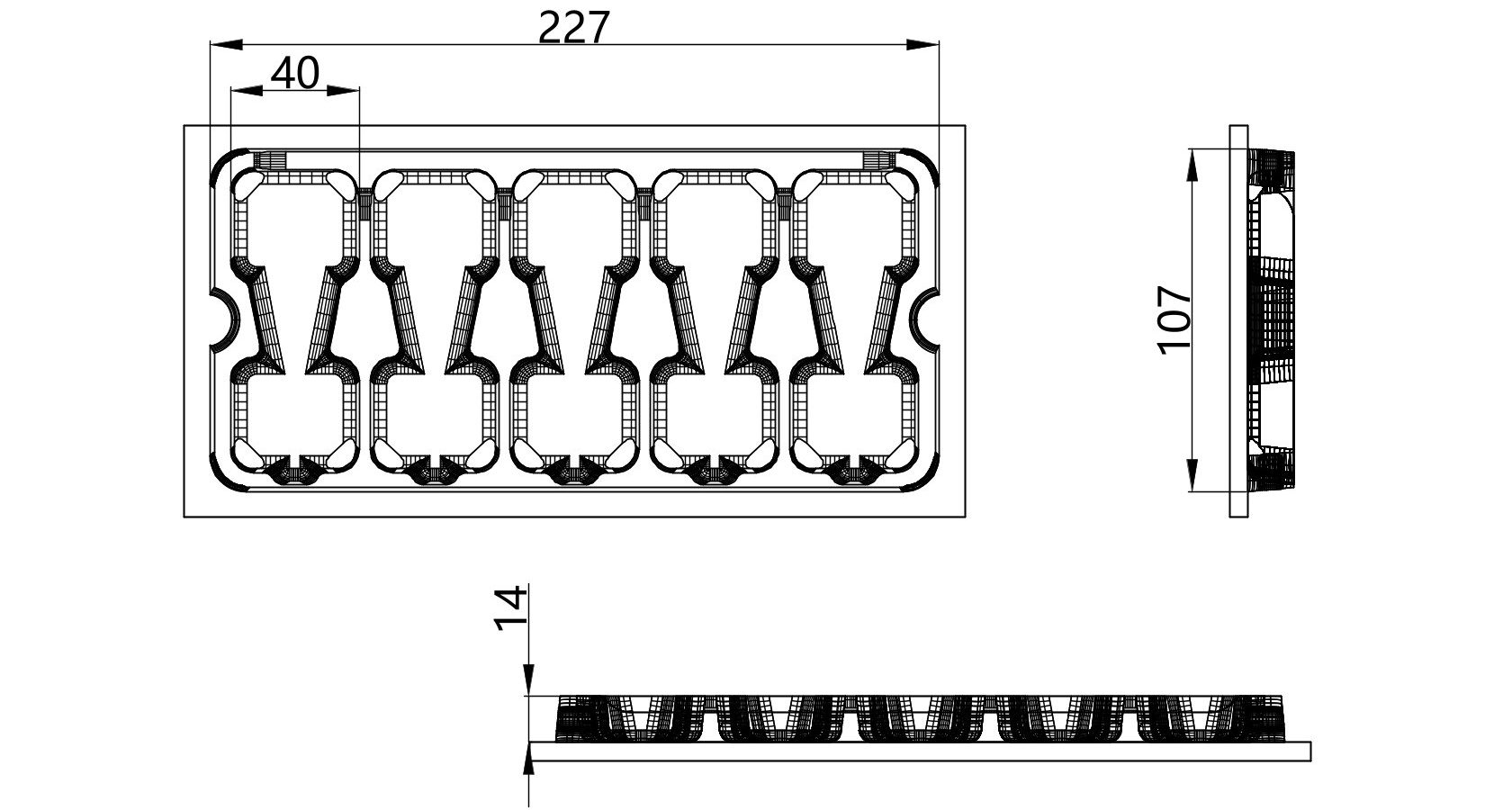 Custom cavity structure for Yellow Inner Tray