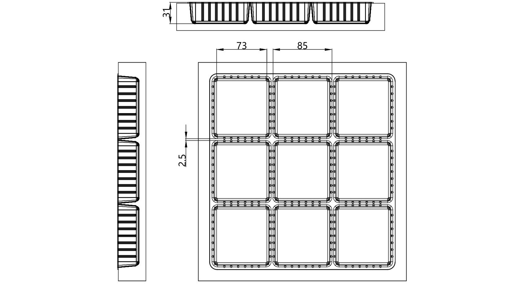 Custom cavity structure for Snack Insert Tray