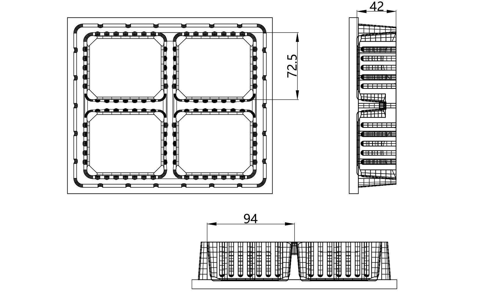 Custom cavity structure for Square Cookie Trays