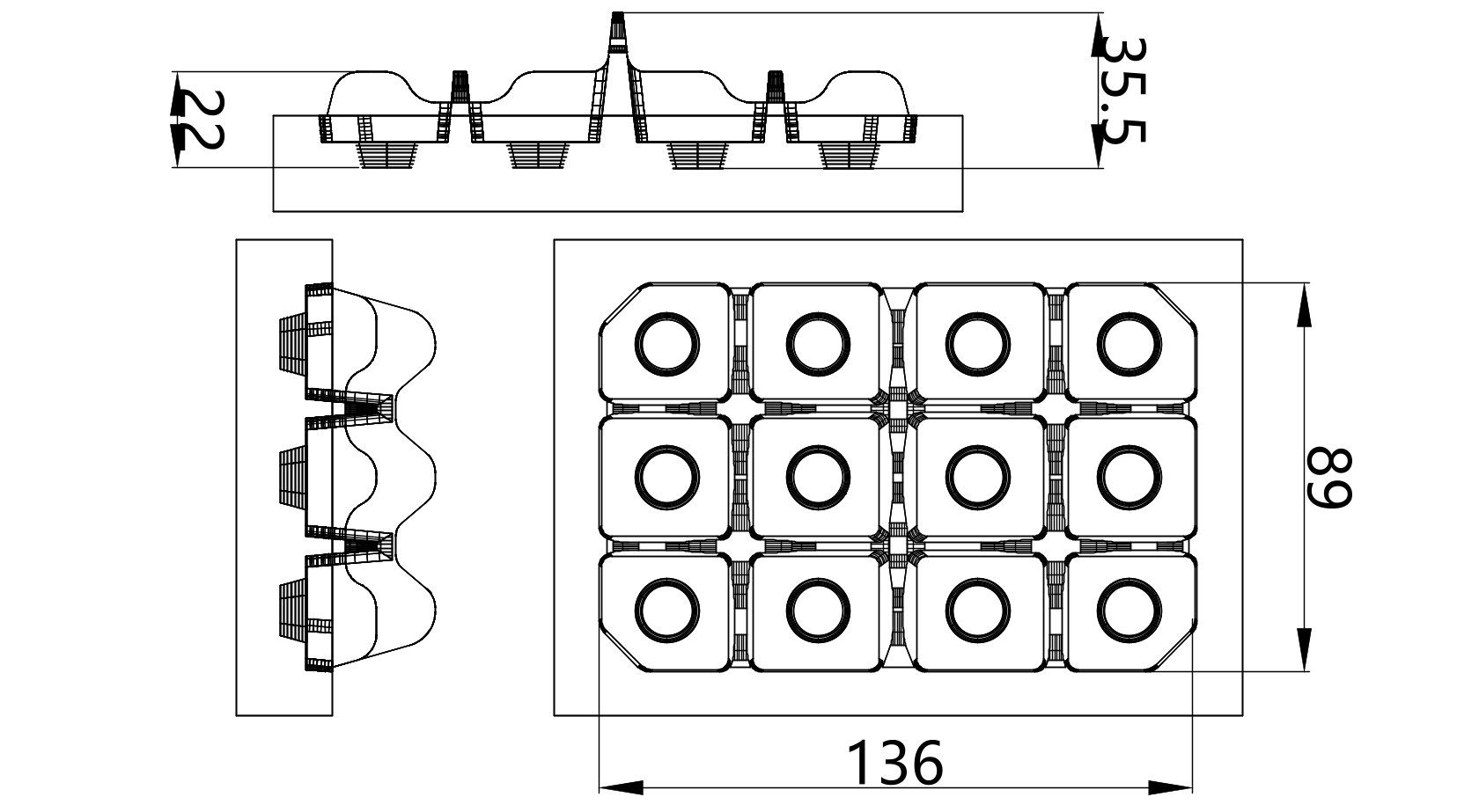 Custom cavity structure for Full Set Container