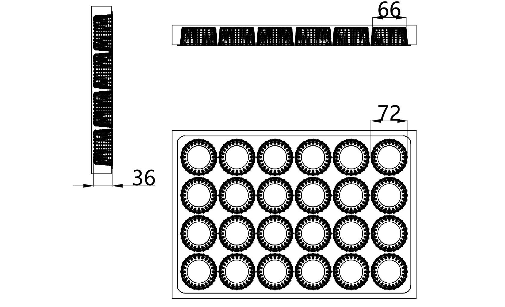 Custom cavity structure for Small round tray