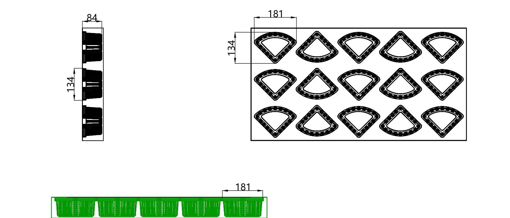 Custom cavity structure for Cake Slice Container