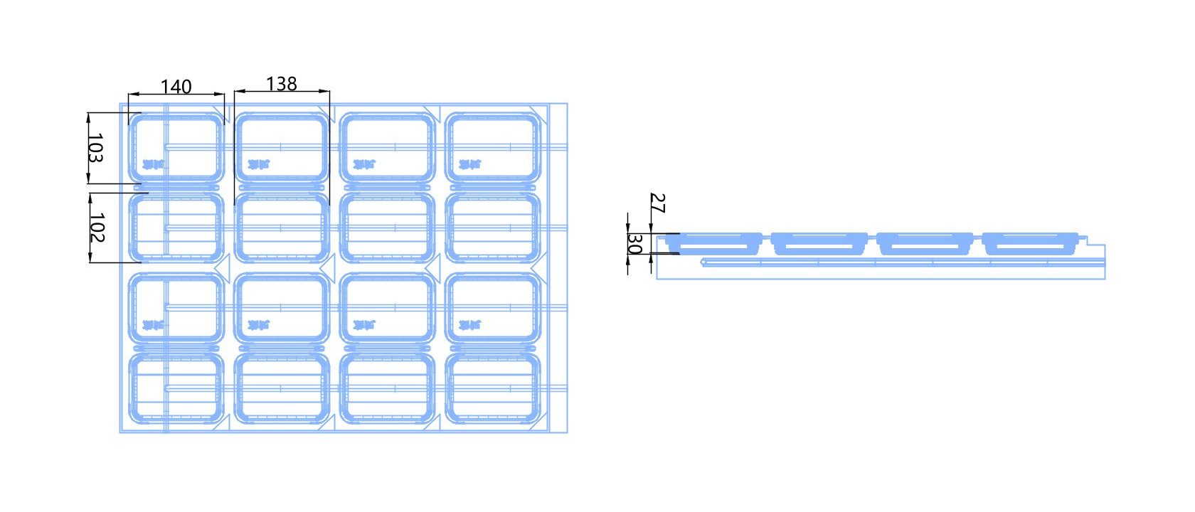 Custom cavity structure for Square Pastry Box
