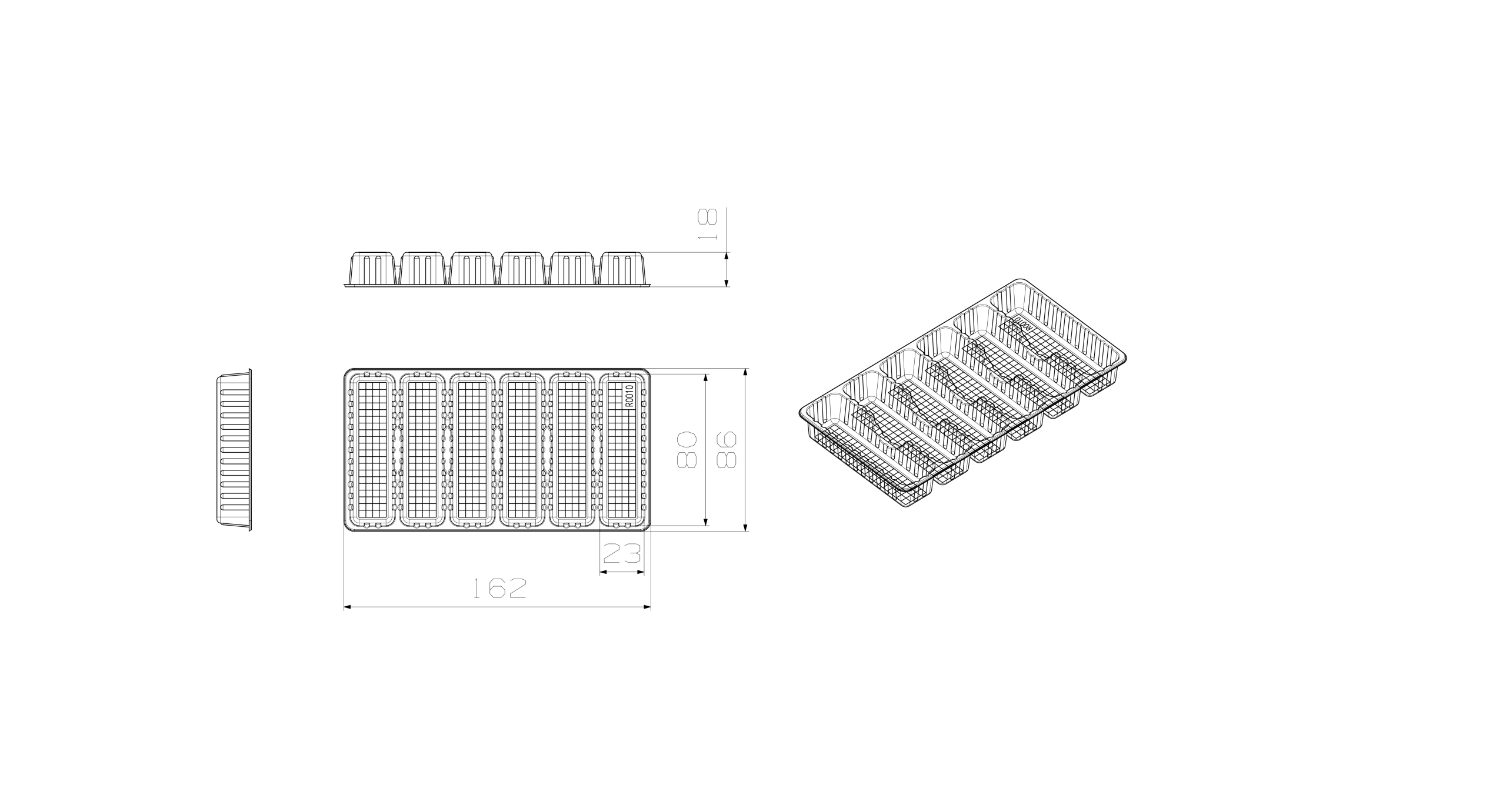 Custom cavity structure for 6 Cavity Snack Tray