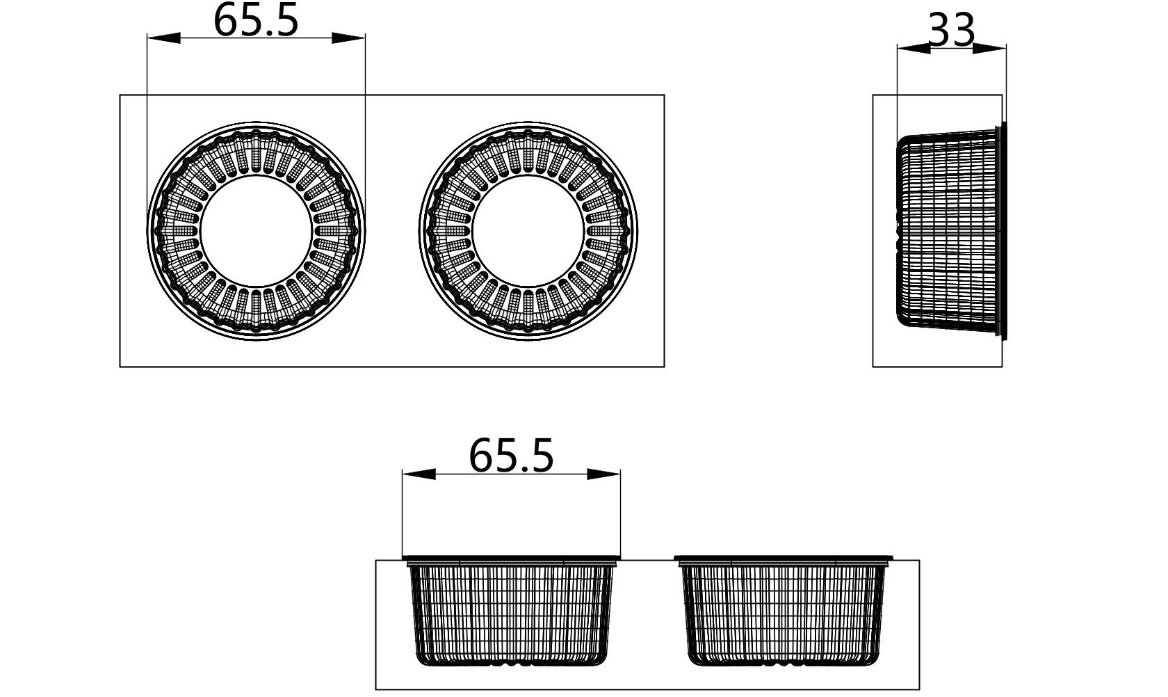 Custom cavity structure for Two Cavity Brown Tray